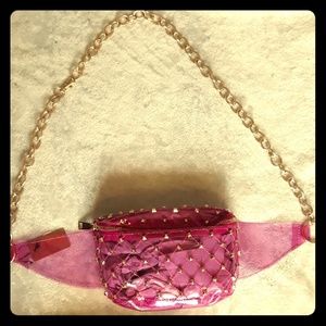 Clear pink studded fanny pack